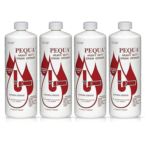 PEQUA INDUSTRIES Pequa Heavy Duty Drain Opener, Non-Acid, Fast-Acting Formula, Industrial strength Drain Cleaner for Sinks, Tubs, Septic Tanks - 32 Oz