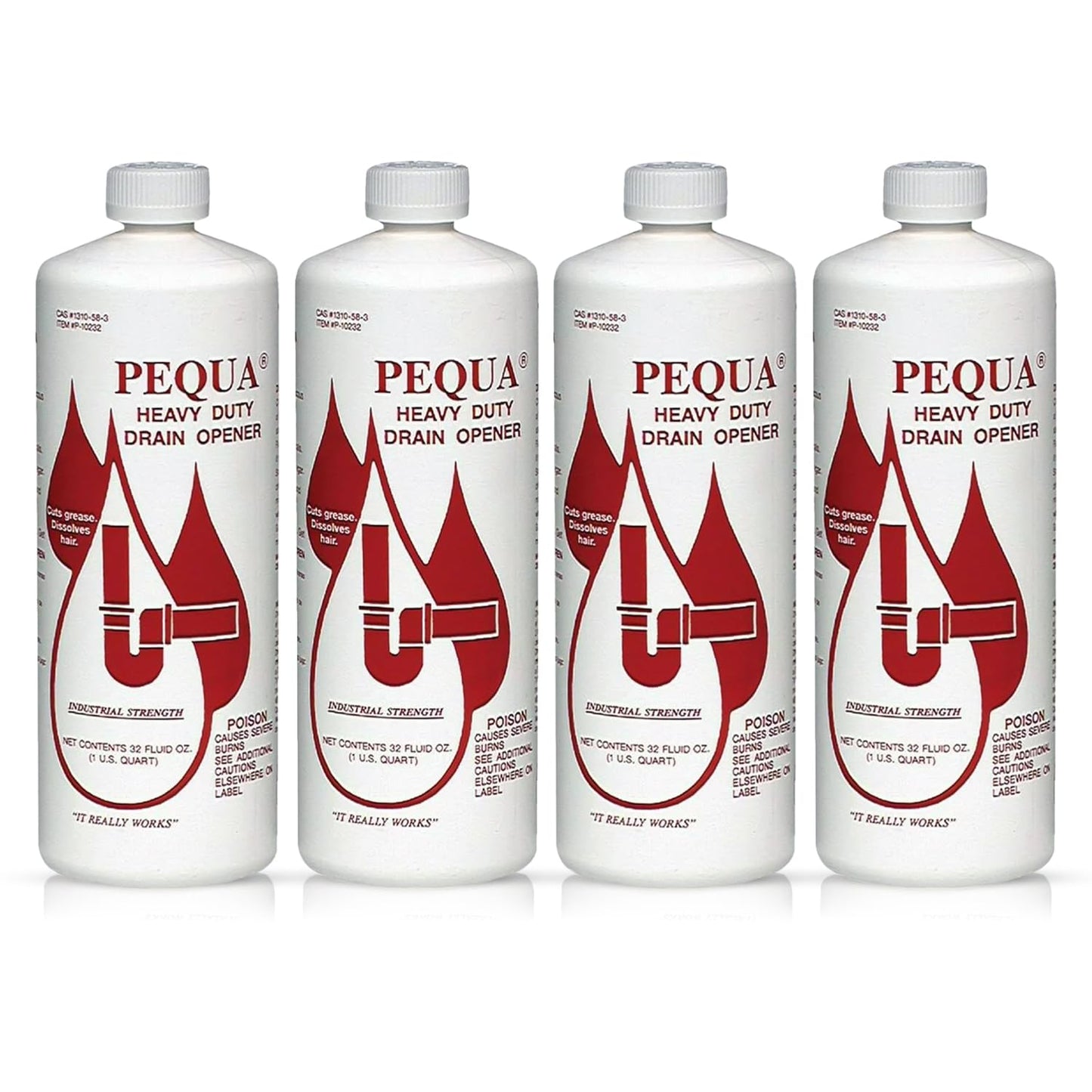 PEQUA INDUSTRIES Pequa Heavy Duty Drain Opener, Non-Acid, Fast-Acting Formula, Industrial strength Drain Cleaner for Sinks, Tubs, Septic Tanks - 32 Oz