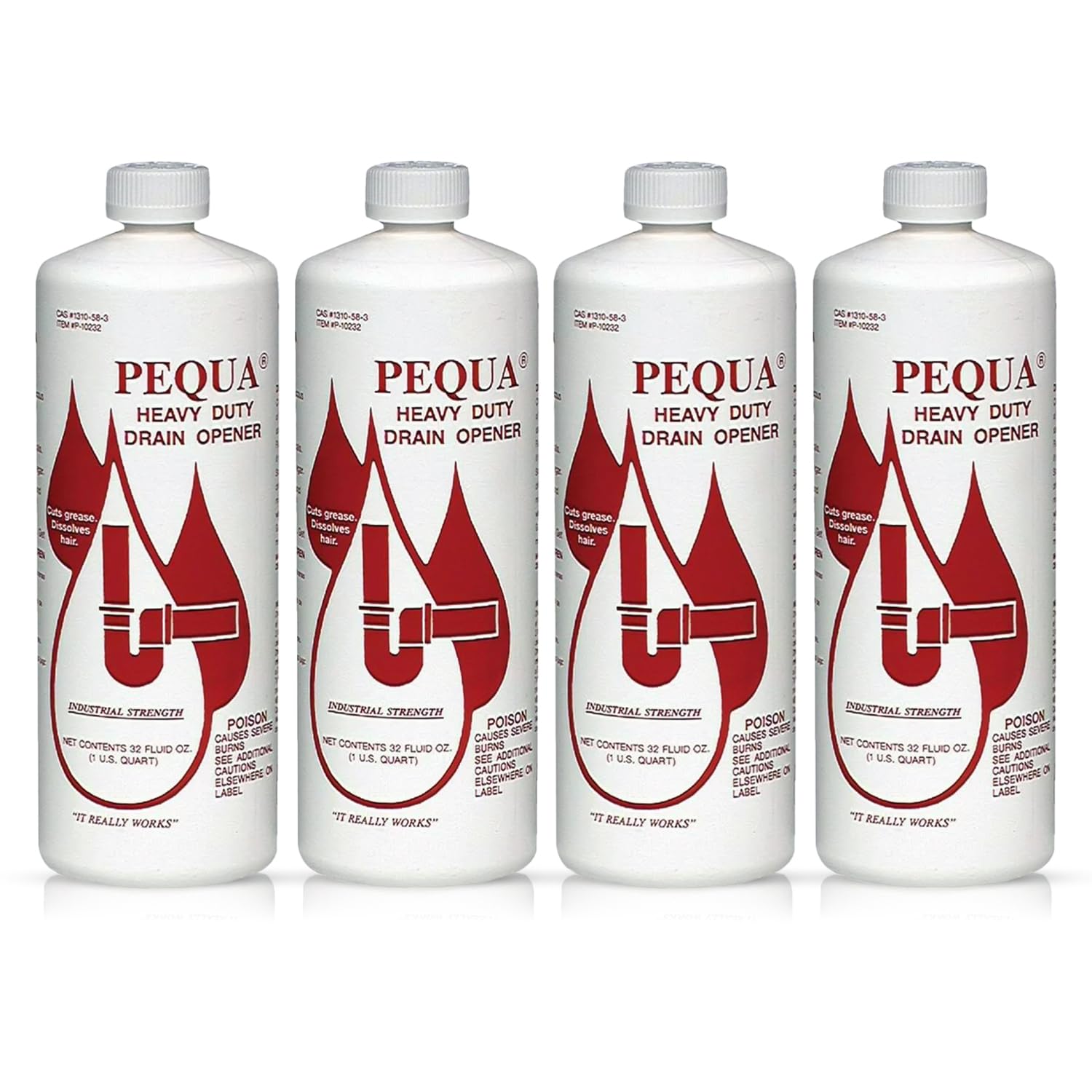 PEQUA INDUSTRIES Pequa Heavy Duty Drain Opener, Non-Acid, Fast-Acting Formula, Industrial strength Drain Cleaner for Sinks, Tubs, Septic Tanks - 32 Oz