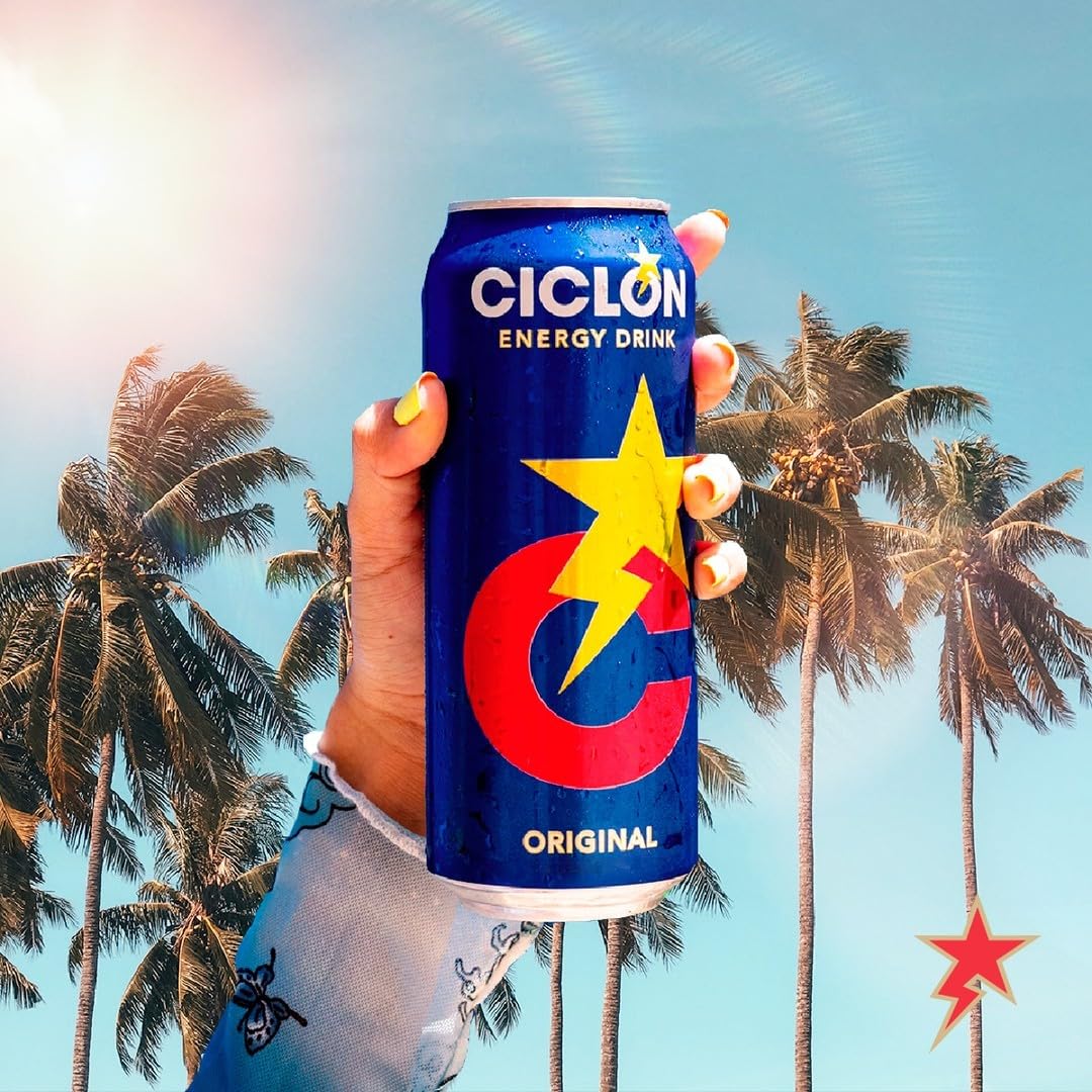 Ciclon Original Energy Drink - 24 Pack, 10 fl oz Cans - Smooth Refreshing Taste with 95mg Caffeine, B Vitamins & Taurine - No Preservatives, Premium