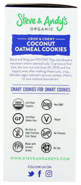 Steve & Andy'S, Cookies Oatmeal Coconut Organic, 6.3 Ounce