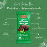 Missy J's Organic Carob Dark Delights Unsweetened Mint Candy Bar 3 Oz 6 Pack | Keto, Vegan and Gluten-Free | Healthy Caffeine Free Substitute