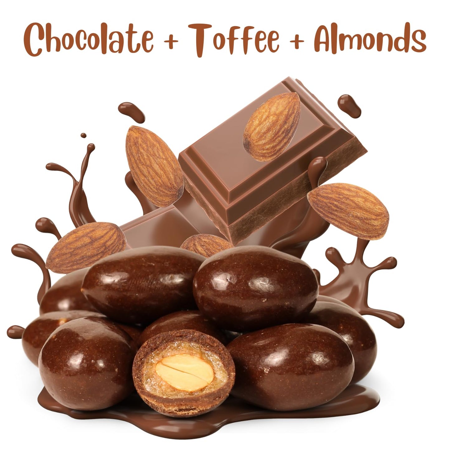 Milk Chocolate Toffee Coated Almonds by It's Delish, 48 Oz Jumbo Container | Milk Chocolate Covered Candy Nuts Bulk Almond Chocolates Sweet & Crunchy