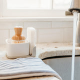 Full Circle Bubble Up Combo - Family Safe, Formaldehyde-Free - Gray Ceramic Soap Dish with Plant-Based Sponge & Bamboo Dish Brush - Versatile Kitchen