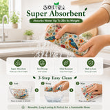 10 PCS Birds Print Swedish Dishcloths for Kitchen 100% Biodegradable, Reusable Cellulose Sponge Cloths Ultra Absorbent, Eco Friendly Cleaning Towels