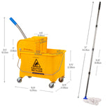 Mind Reader Mop and Bucket Set with Wringer, Mop Included, 5.5 Gallon Cleaning System with Wheels, Upward Press Wringer, Small Mop Compatible
