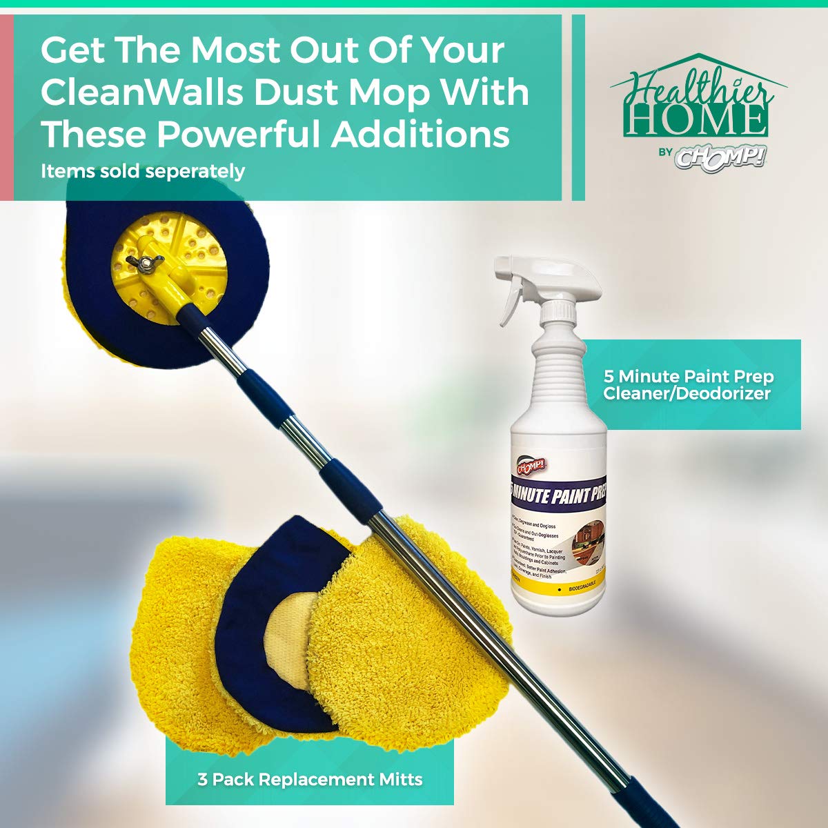 CHOMP! Paint Prep Cleaner Deglosser: Healthier Home 5 Minute Wall and Ceiling, Baseboards, Cabinets Painting Preparation Trim, Spray Gloss, Dirt