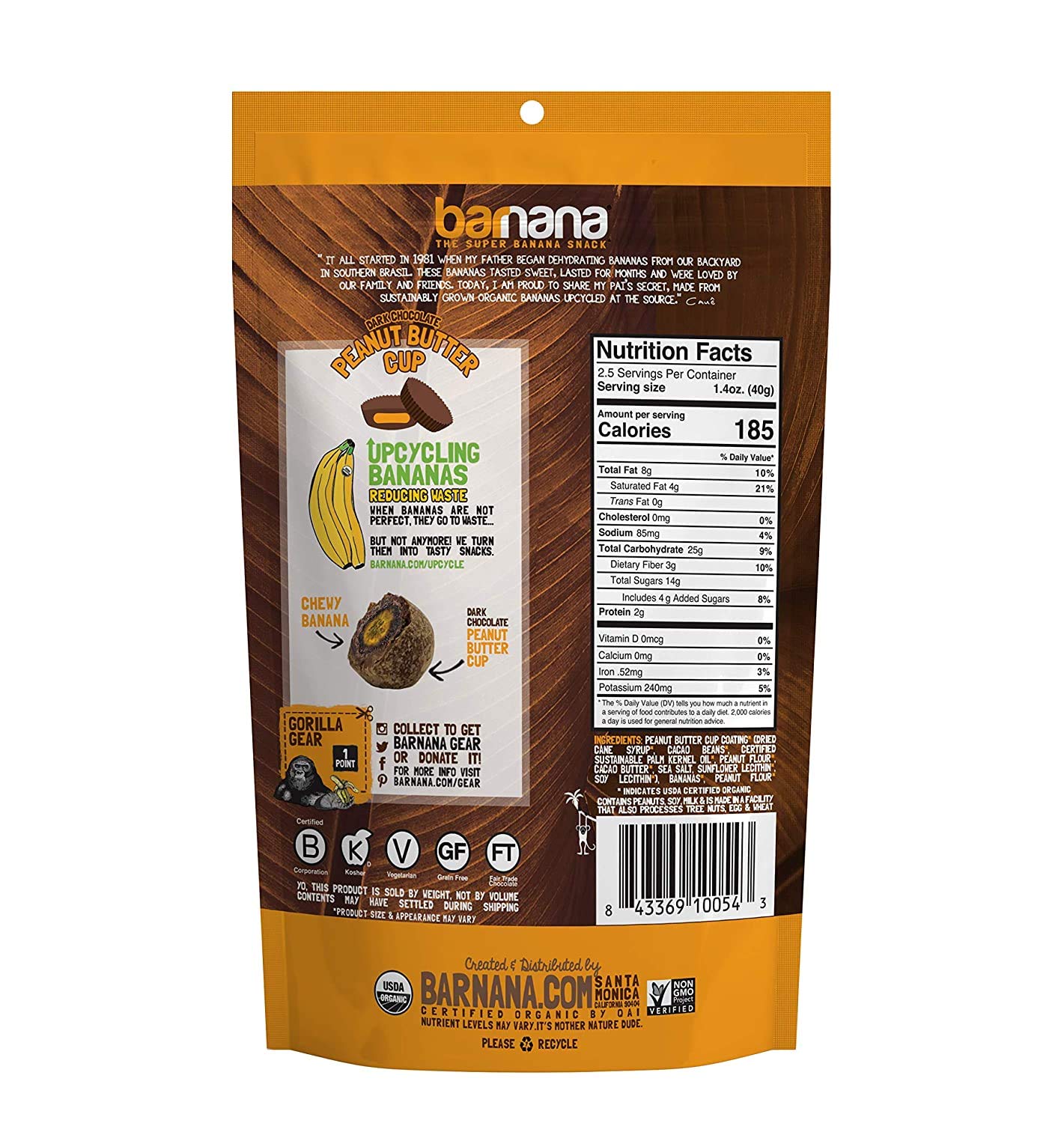 Barnana Organic Chewy Banana Bites, Peanut Butter Cup, 3.5 Ounce (Pack of 12)
