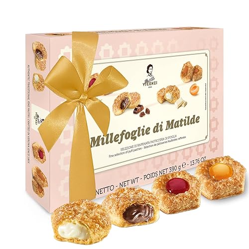 Matilde Vicenzi Millefoglie D'Italia Fine Selection of Italian Pastries - Gourmet Gifts For Teachers, Fathers Day - Assortment of Vanilla, Apricot