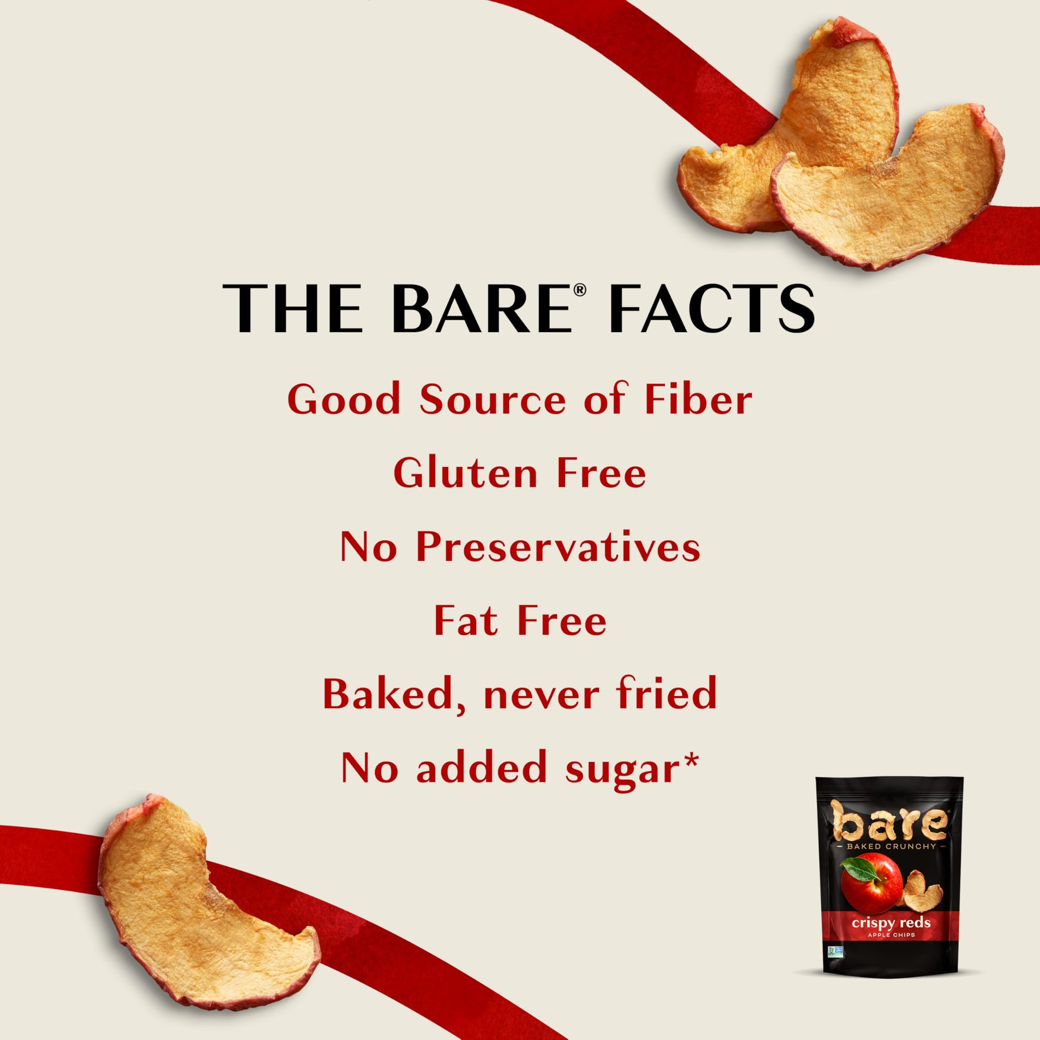 Bare Gluten Free Organic Apple Chips, Fuji and Red, 3.3 Ounce