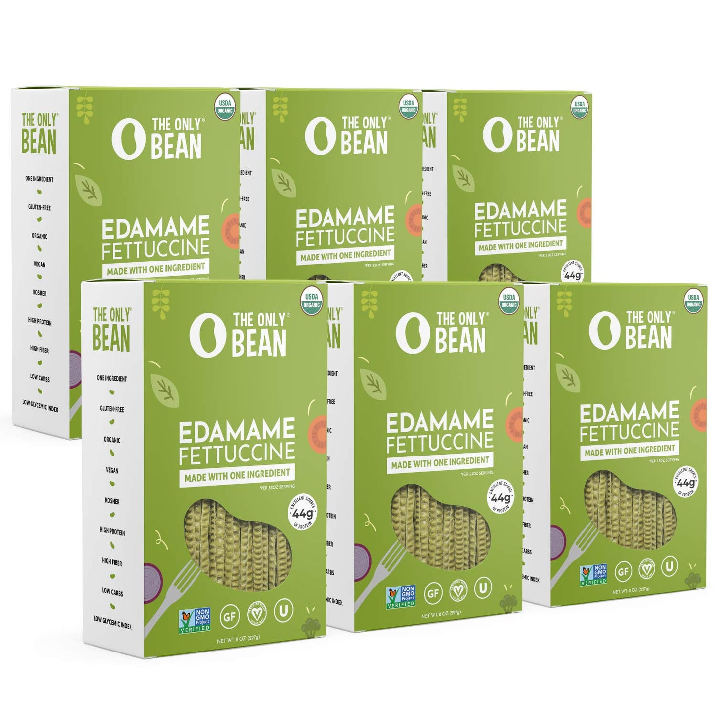 The Only Bean - Organic Edamame Fettuccine Pasta - High Protein, Keto Friendly, Gluten-Free, Vegan, Non-GMO, Kosher, Low Carb, Plant-Based Bean