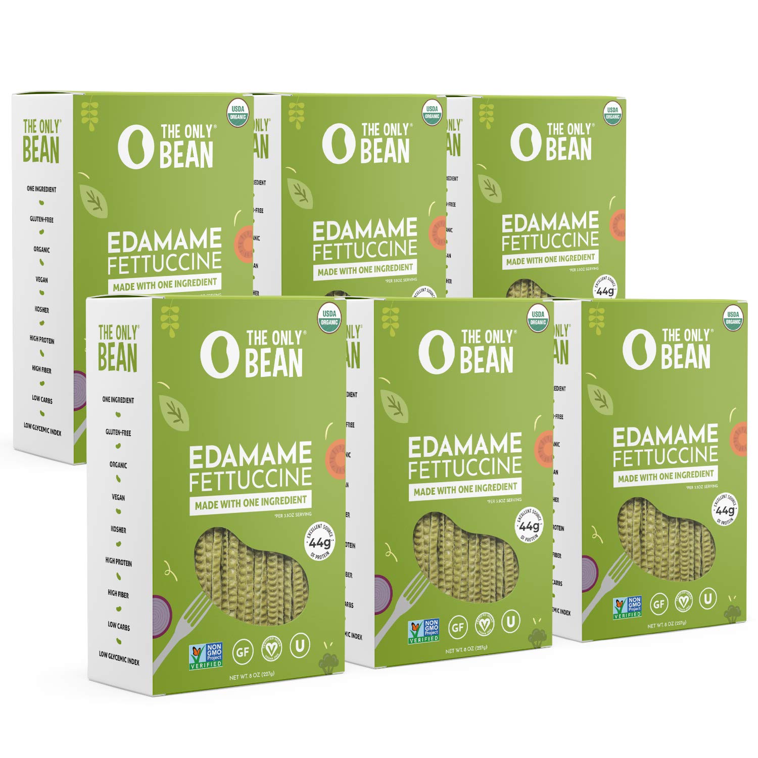 The Only Bean - Organic Edamame Fettuccine Pasta - High Protein, Keto Friendly, Gluten-Free, Vegan, Non-GMO, Kosher, Low Carb, Plant-Based Bean