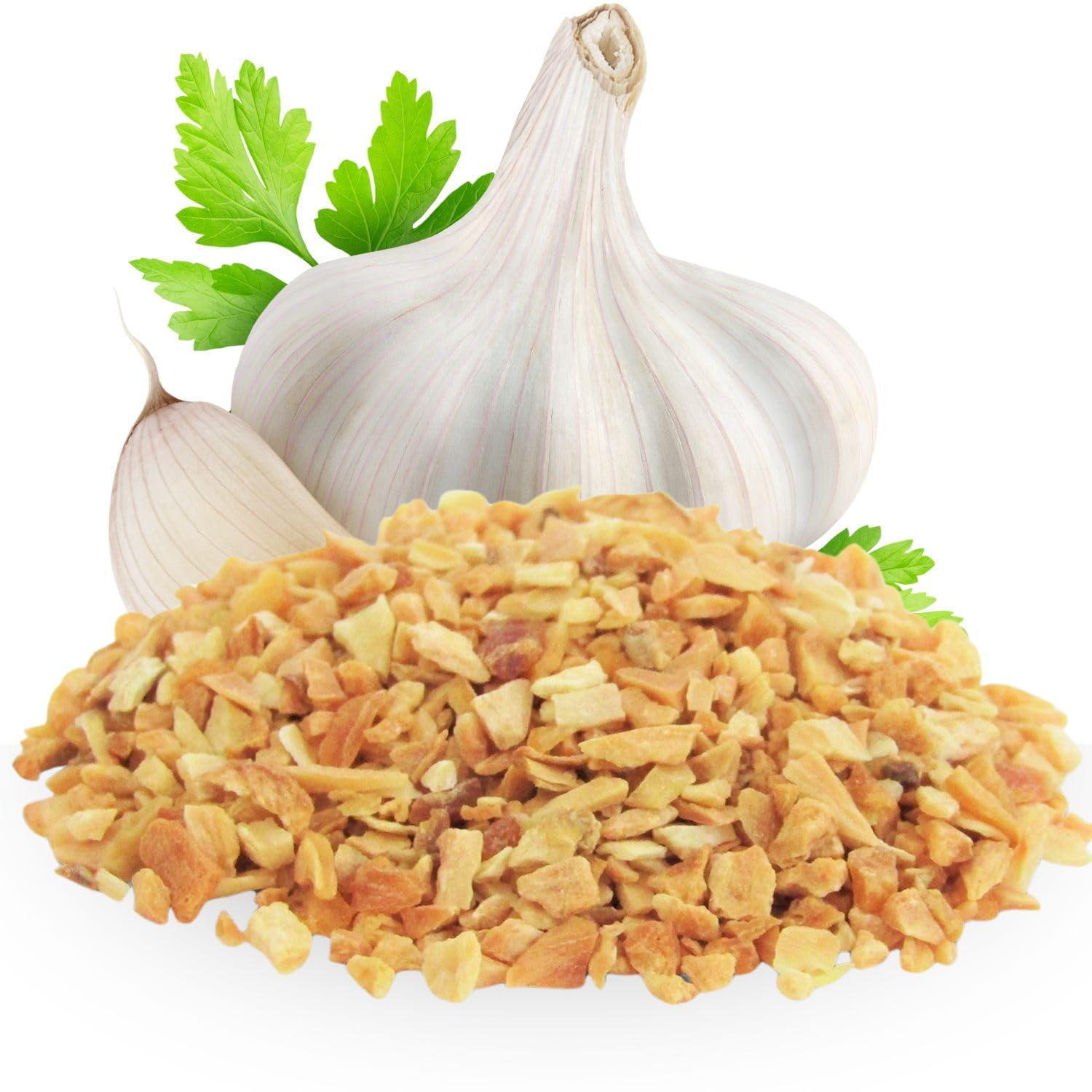 Gourmet Toasted Dried Minced Garlic by Its Delish, 2.1 LBS (34 Oz) Jumbo Container Jar - Dry Roasted Garlic Flakes - All Natural Peeled Chopped Garlic