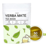 Yerba Mate Tea Bags - Unsmoked Yerba Mate, Hi-Caffeine - Organic Detox Tea - Rich in Chlorophyll, Antioxidants and Vitamins & Boost Energy, 50 Count