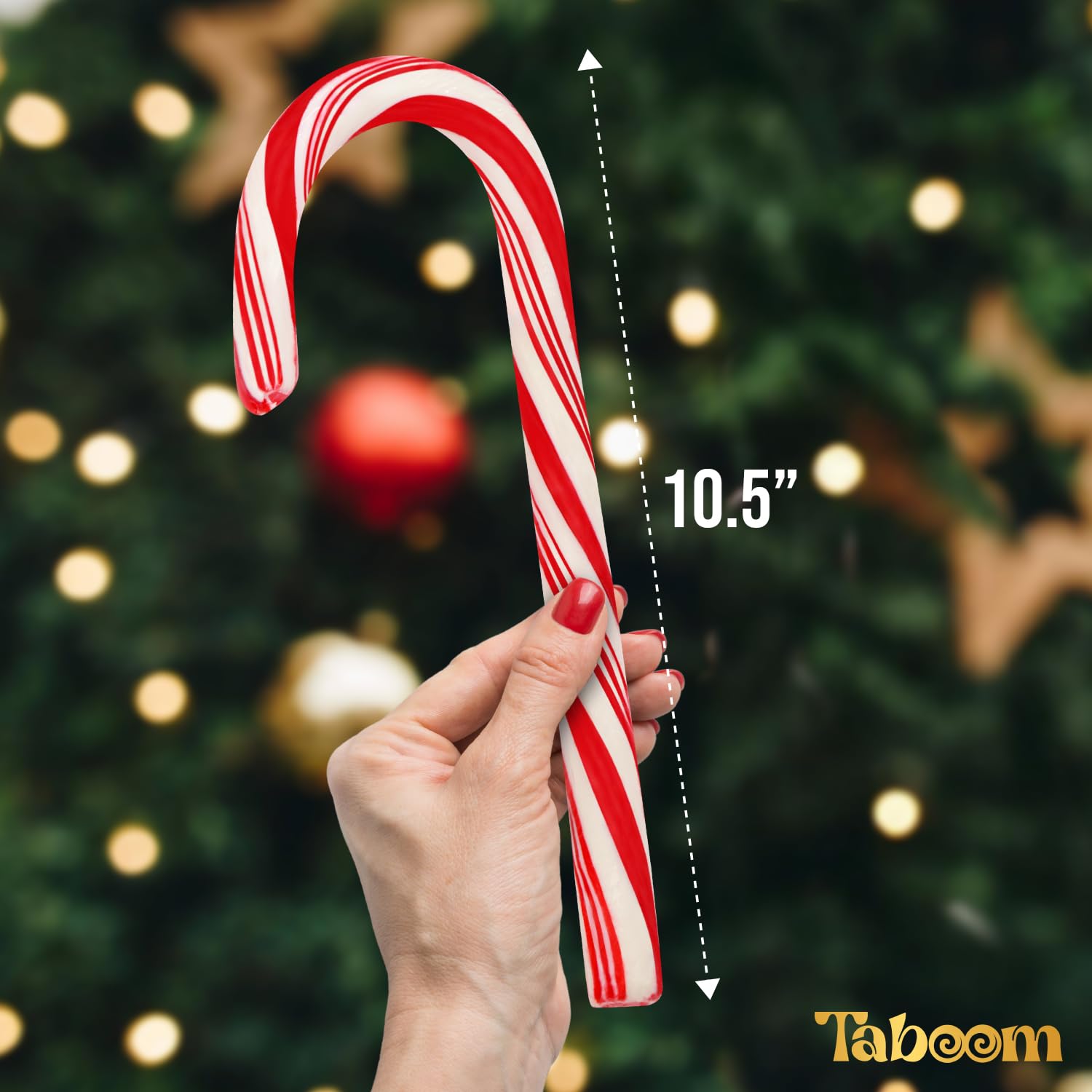 Giant Candy Cane Sticks 2 Pack Gift box - 10 Inch Individually Wrapped Dye-Free Christmas Candy Peppermint Flavor For Stocking Fillers, Holiday Party
