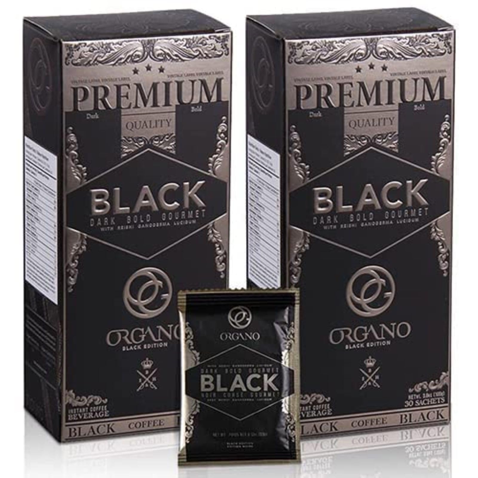 2 Boxes ORGANO Gourmet Black Coffee, 100% Certified Ganoderma Lucidum (60 sachets)