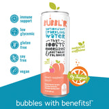 BUBBL'R peach raspberry dazzl'r, Antioxidant Sparkling Water with Natural Caffeine, 0g Sugar, Gluten Free, All Natural Flavors, 12 Fl Oz Cans, 12