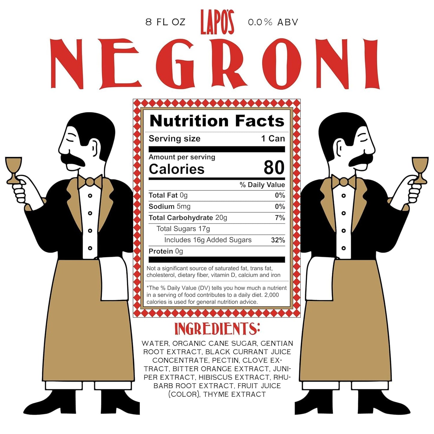 Lapo's Non Alcoholic Negroni, Non-Alcoholic Spirits, Gluten Free, For Non-Alcoholic Spritz, Zero Proof Drinks, Beverages & Mocktails, Alcohol