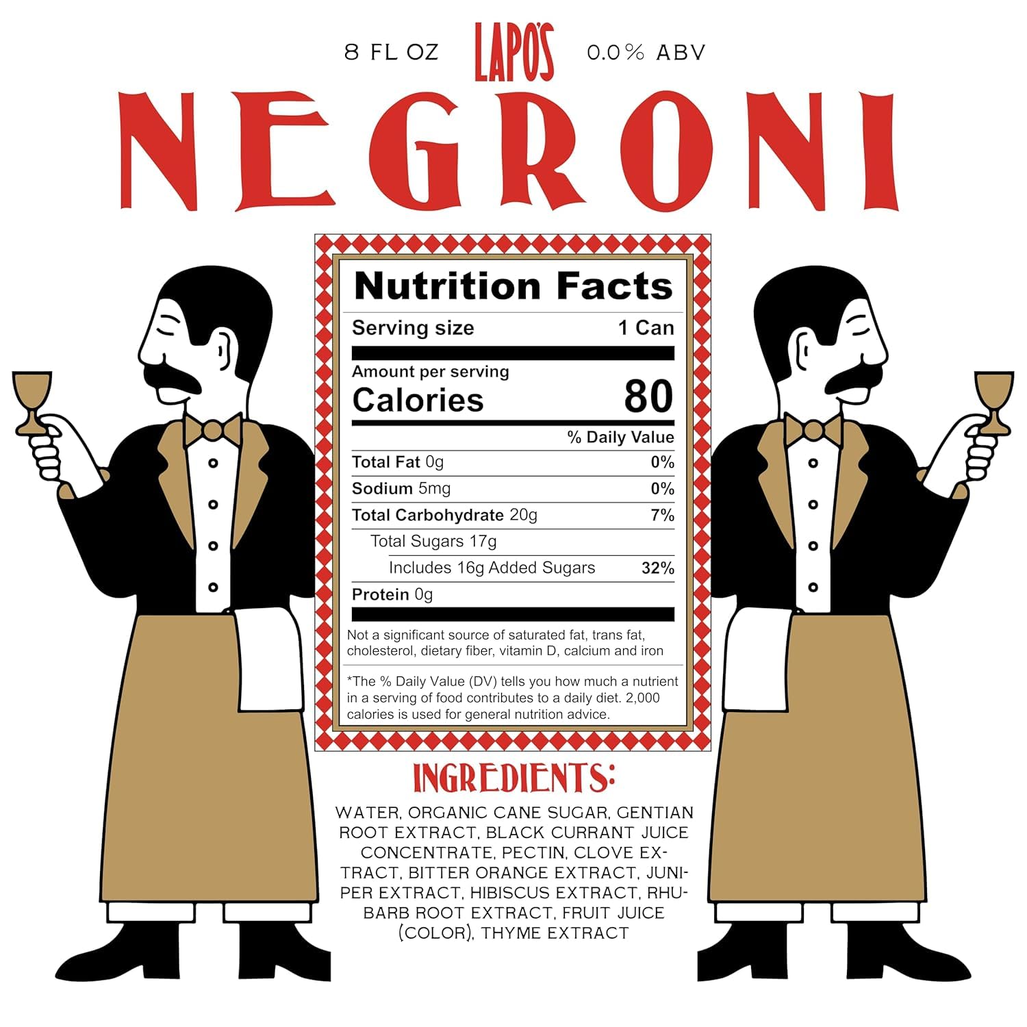 Lapo's Non Alcoholic Negroni, Non-Alcoholic Spirits, Gluten Free, For Non-Alcoholic Spritz, Zero Proof Drinks, Beverages & Mocktails, Alcohol