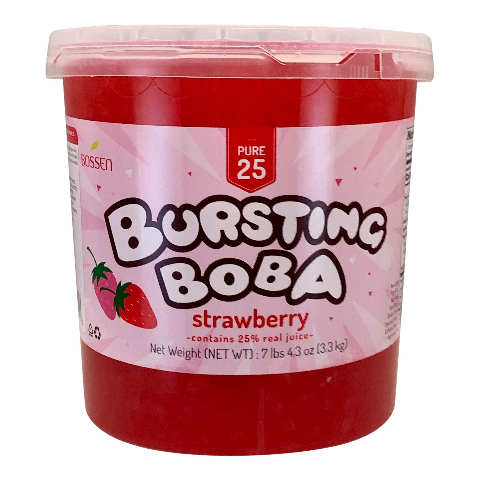Bossen Bursting Boba Pure25 filled with a refreshing fruity liquid that creates a burst of flavor in your mouth Make in Taiwan 7.04 lb Each Pack (1