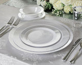OCCASIONS 40 Pack Silver Charger Plates - 12 Inch Disposable Chargers for Dinner Plates Bulk, Premium Heavyweight Plastic for Wedding, Party & Events