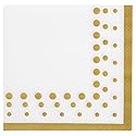 Creative Converting Disposable Sparkle and Shine Gold Paper Lunch Napkins, Party Supplies, 6.5" x 6.5", White & Gold, 16ct