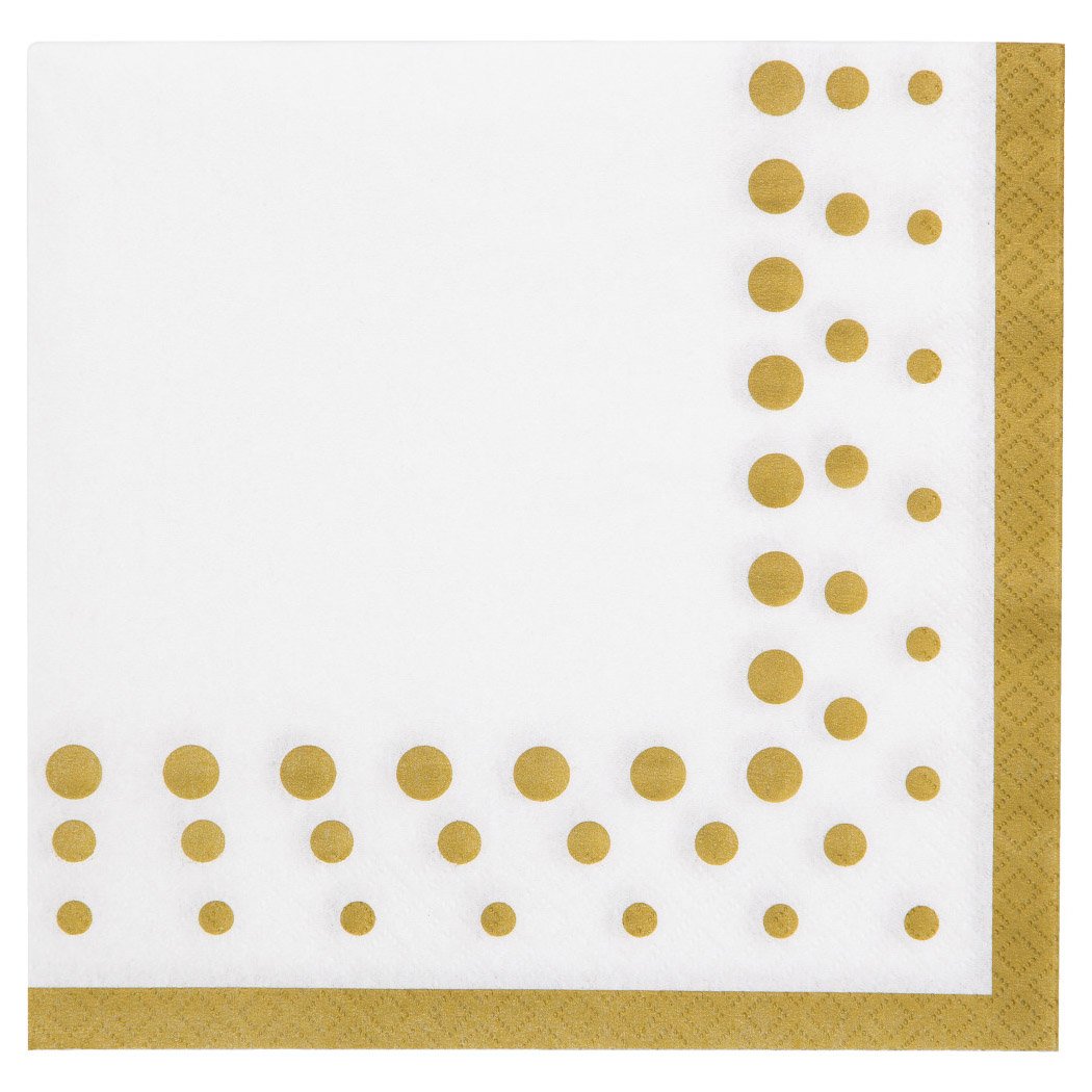 Creative Converting Disposable Sparkle and Shine Gold Paper Lunch Napkins, Party Supplies, 6.5" x 6.5", White & Gold, 16ct