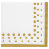 Creative Converting Disposable Sparkle and Shine Gold Paper Lunch Napkins, Party Supplies, 6.5" x 6.5", White & Gold, 16ct