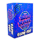 Charms Blow Pop Lollipops - Individually Wrapped Dual Candy and Gum Suckers - Peanut Free, Gluten Free - Bulk Treat for Kids and Adults - Blue Razz