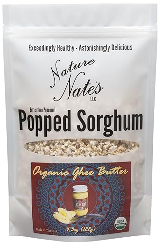 Nature Nate’s Popped Sorghum, Popcorn Alternative, Ghee Butter - Organic, Keto & Gluten Free, Healthy Snacks, Better Than Popcorn, Made in USA - 4.3
