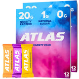 Atlas Real Food Protein Bar - 20g Protein, 10g Fiber, 1g Sugar, No Seed Oils, No Artificial Sweeteners (Variety, 24 Count)