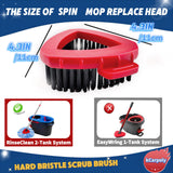 Spin Scrub Brush, 2 Pack Mop Head Replacements Compatible for O Ceda RinseClean 2 Tank System, Hard Bristle Cleaning Brush for Tile, Shower Cleaner