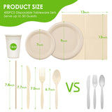 FEHHTO 400PCS Disposable Paper Plates Set, Compostable Eco-friendly Dinnerware Set, Biodegradable Heavy-Duty Paper Plates, Utensils, Cups, Napkins