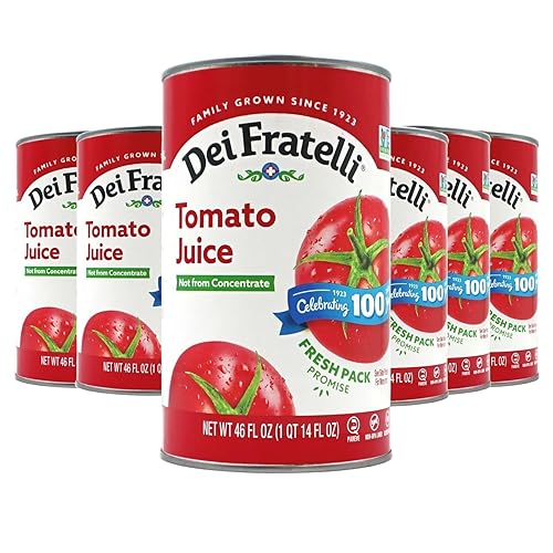 Dei Fratelli Tomato Juice, Vine Ripened Not from Concentrate, 46oz (6 pack)