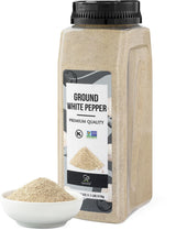 Soeos Ground White Pepper, 18oz (510g), Non-GMO, Kosher Certified, Fresh, Aromatic and All-Natural, White Peppercorns Powder, Perfect for Barbecue