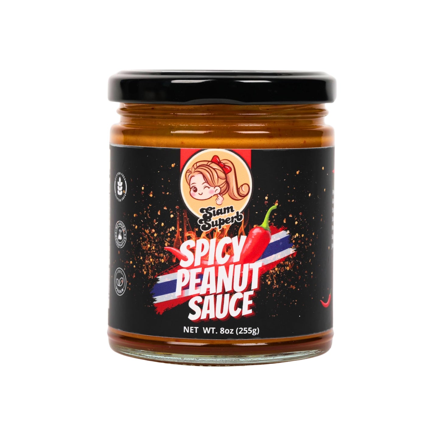 Siam Superb, Spicy Peanut Sauce - Perfect for Noodles, Meats, Rice Seasoning, Dipping, All Purpose Seasoning and Stir Fry Sauce, Marinade, Gluten