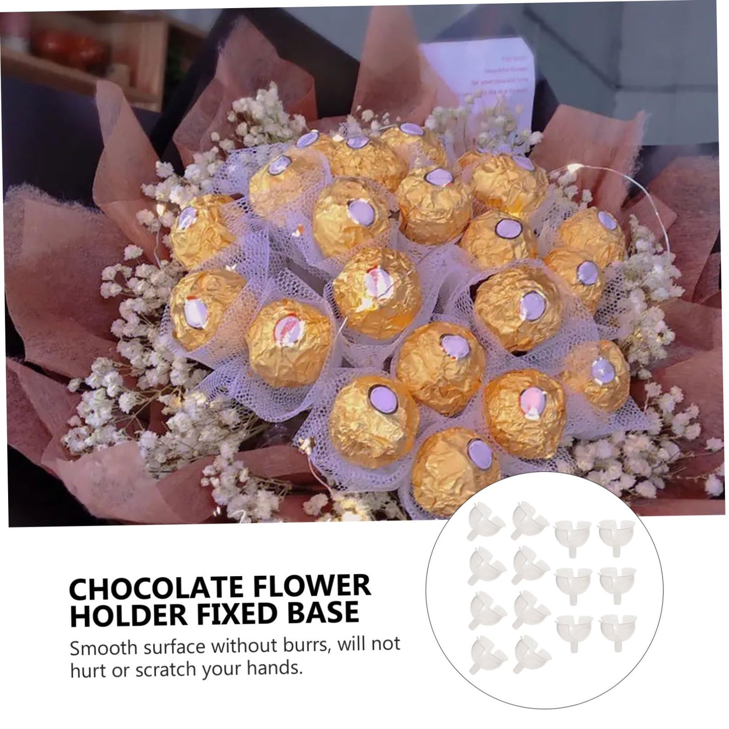 Gadpiparty 60pcs Chocolate Ball Holder Plastic Base Flower Packaging Holder for Bouquets for Party Decorations