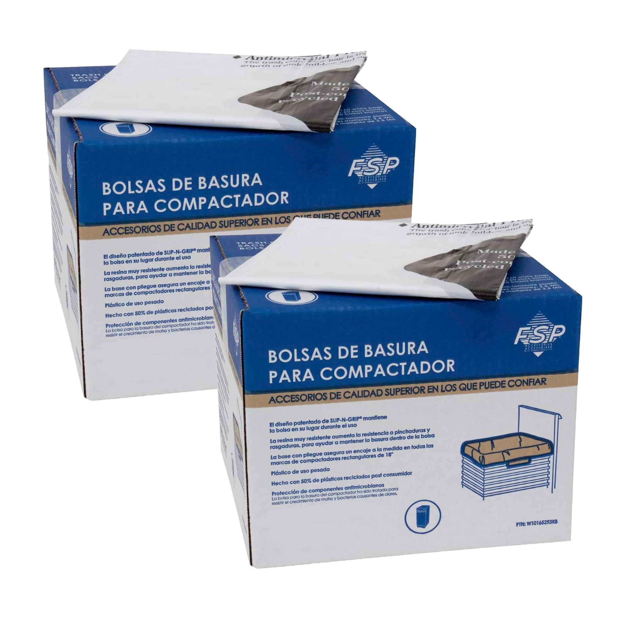 US-Based Supplier - 120-Pack W10165294RB 15-Inch Plastic Trash Compactor Bags Compatible with Whirlpool 13370 Kenmore