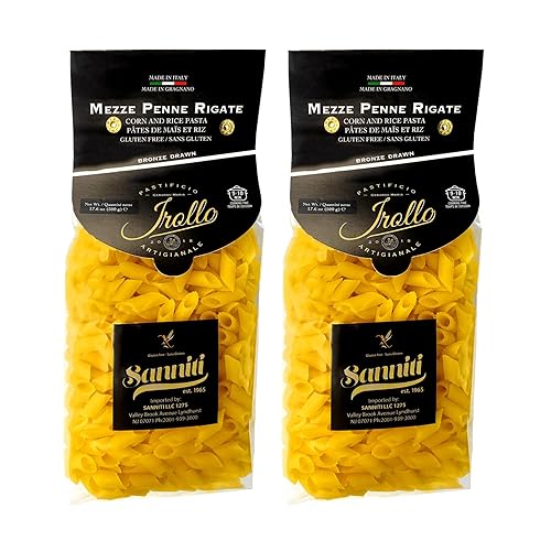 Sanniti by Irollo Gluten Free Mezze Penne Rigate Pasta, 17.6 oz - Authentic Italian Gluten-Free Pasta, Product of Italy [Pack of 2]