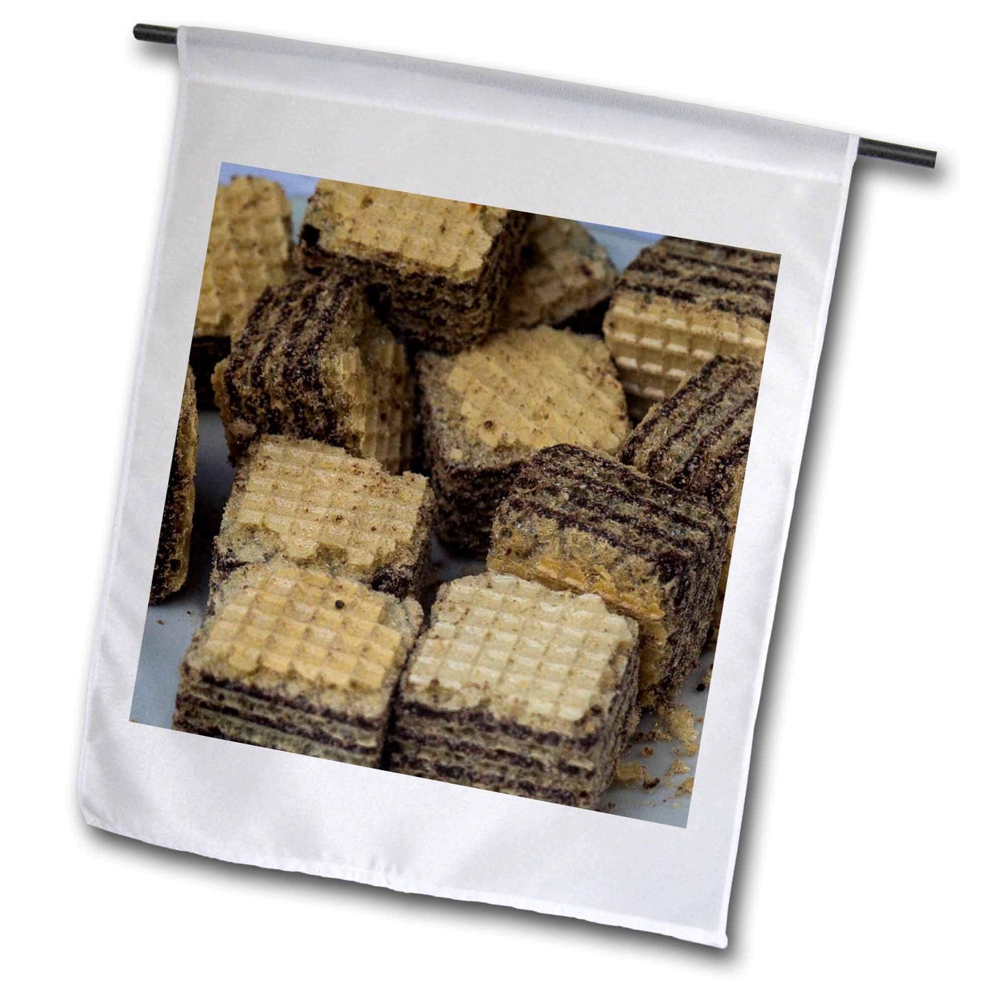 18 x 27 inch Garden Flag - Lumps of chocolate wafers. Closeup view. Sweet treats. Tea time Alexis Photography - Food