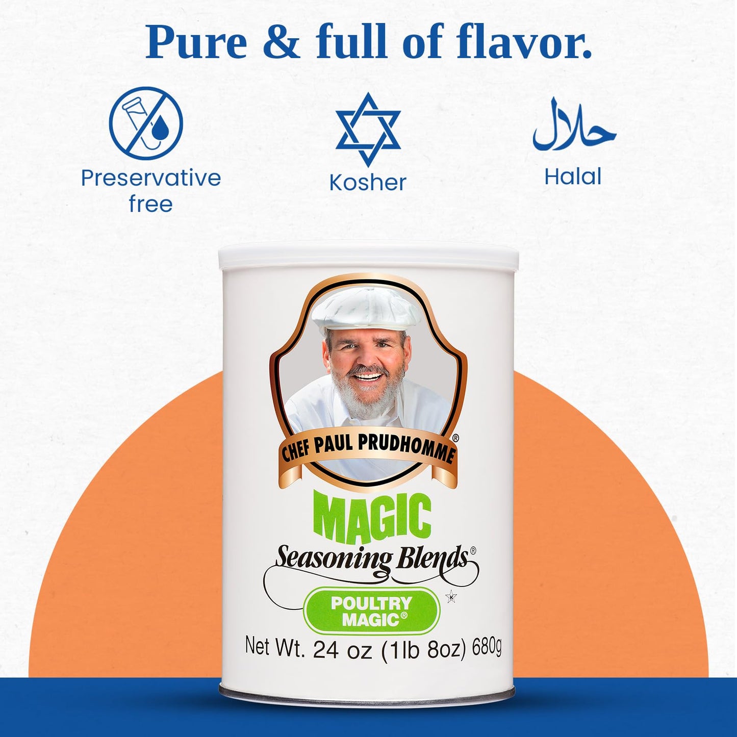 Chef Paul Prudhomme's Poultry Magic Seasoning, MSG-Free Chicken, Gluten-Free Rub, For Roasting, Grilling & Cooking, Kosher & Halal Certified, 24 oz