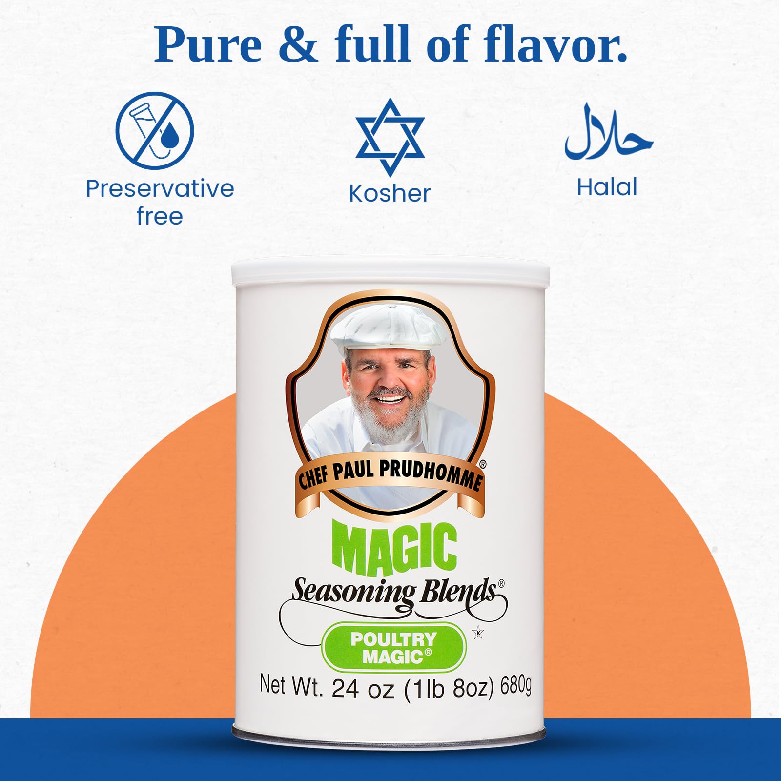 Chef Paul Prudhomme's Poultry Magic Seasoning, MSG-Free Chicken, Gluten-Free Rub, For Roasting, Grilling & Cooking, Kosher & Halal Certified, 24 oz