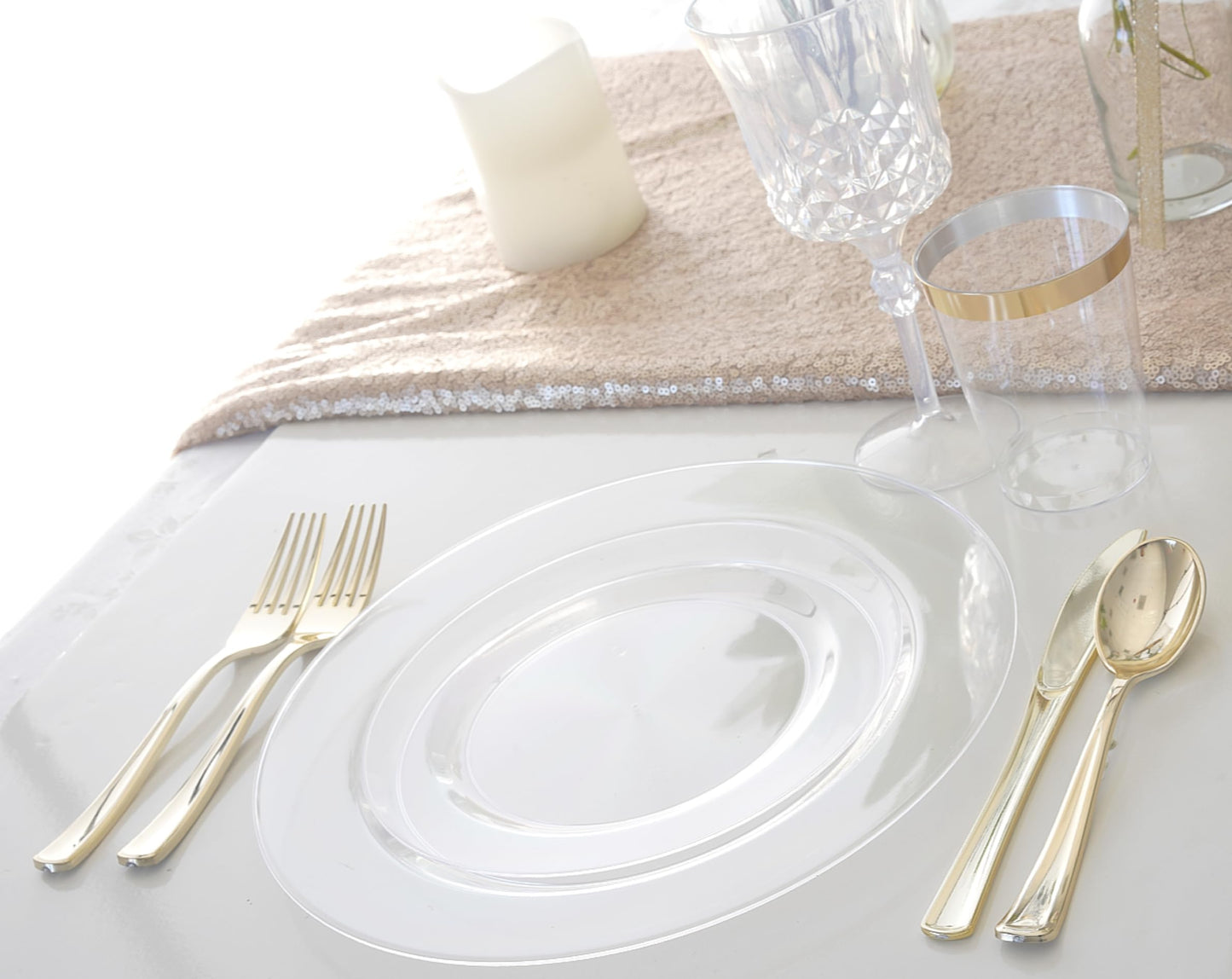" OCCASIONS " 120 Plates Pack,(60 Guests) Heavyweight Premium Wedding Party Disposable Plastic Plates Set -60 x 10.5'' Dinner + 60 x 7.5''