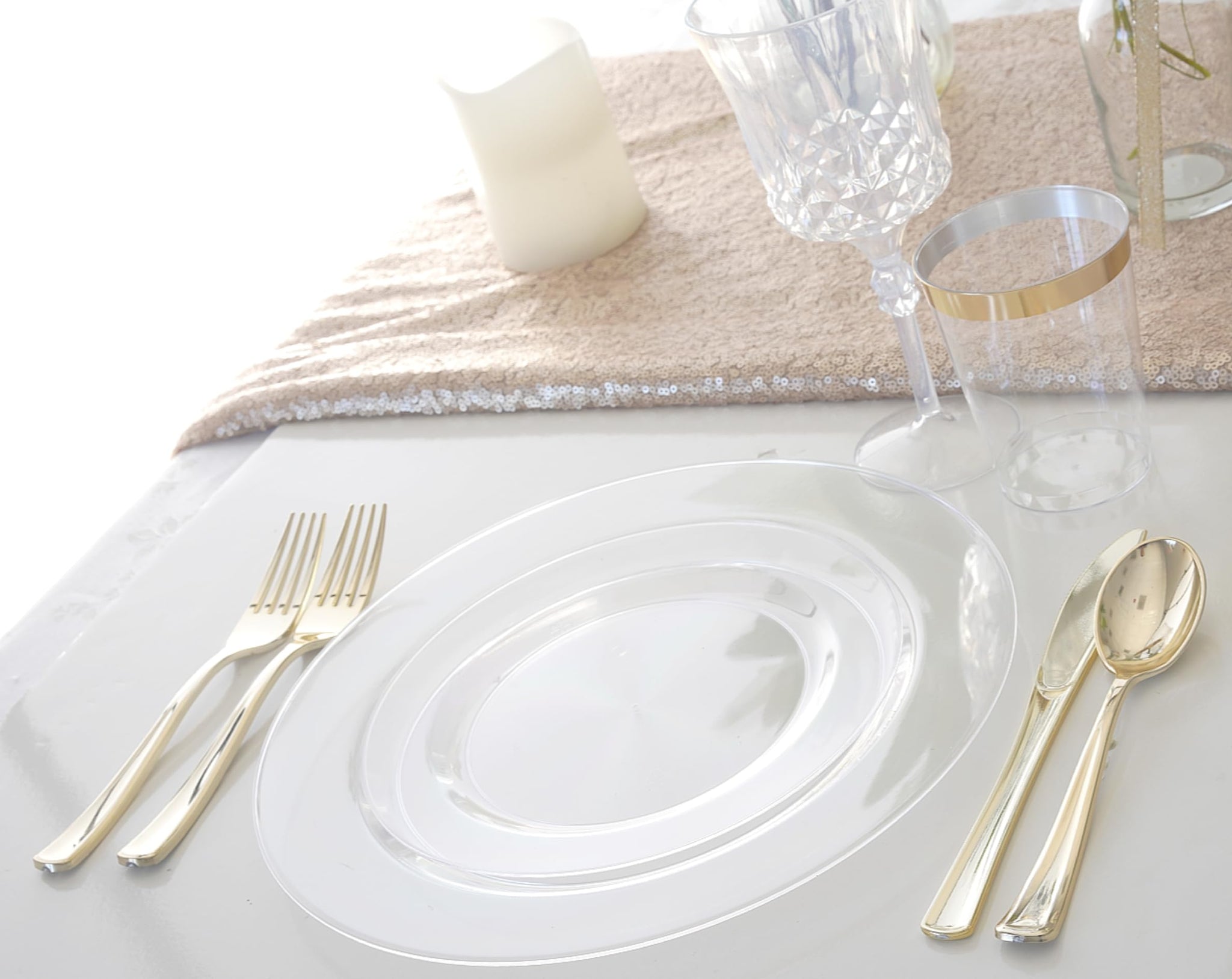 " OCCASIONS " 120 Plates Pack,(60 Guests) Heavyweight Premium Wedding Party Disposable Plastic Plates Set -60 x 10.5'' Dinner + 60 x 7.5''