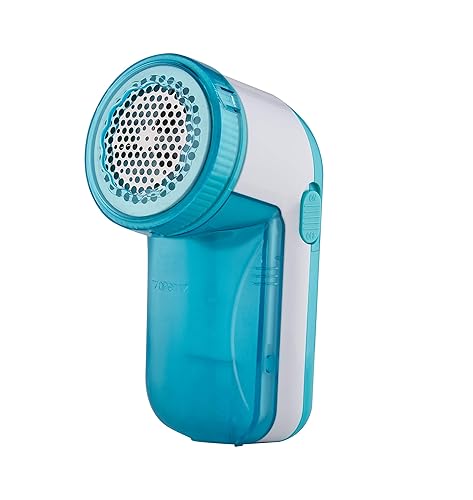 True & Tidy, Portable Fabric Shaver, Safely Removes Lint, Fabric Fluff and Fuzz Balls from All Types of Garments & Fabrics, LR-03, Aqua (Batteries not