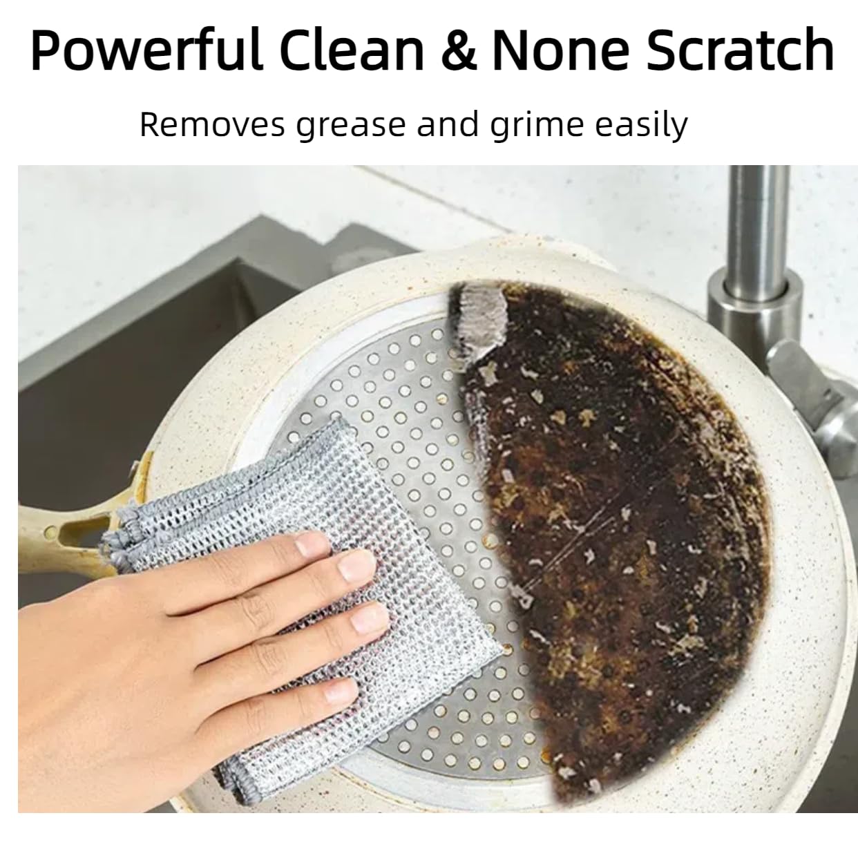 neogor Non-Scratch Wire Cleaning Dishwash Dishcloth, Kitchen Washcloths for Washing Dishes, Multipurpose Wire Dishwashing Rag for Wet