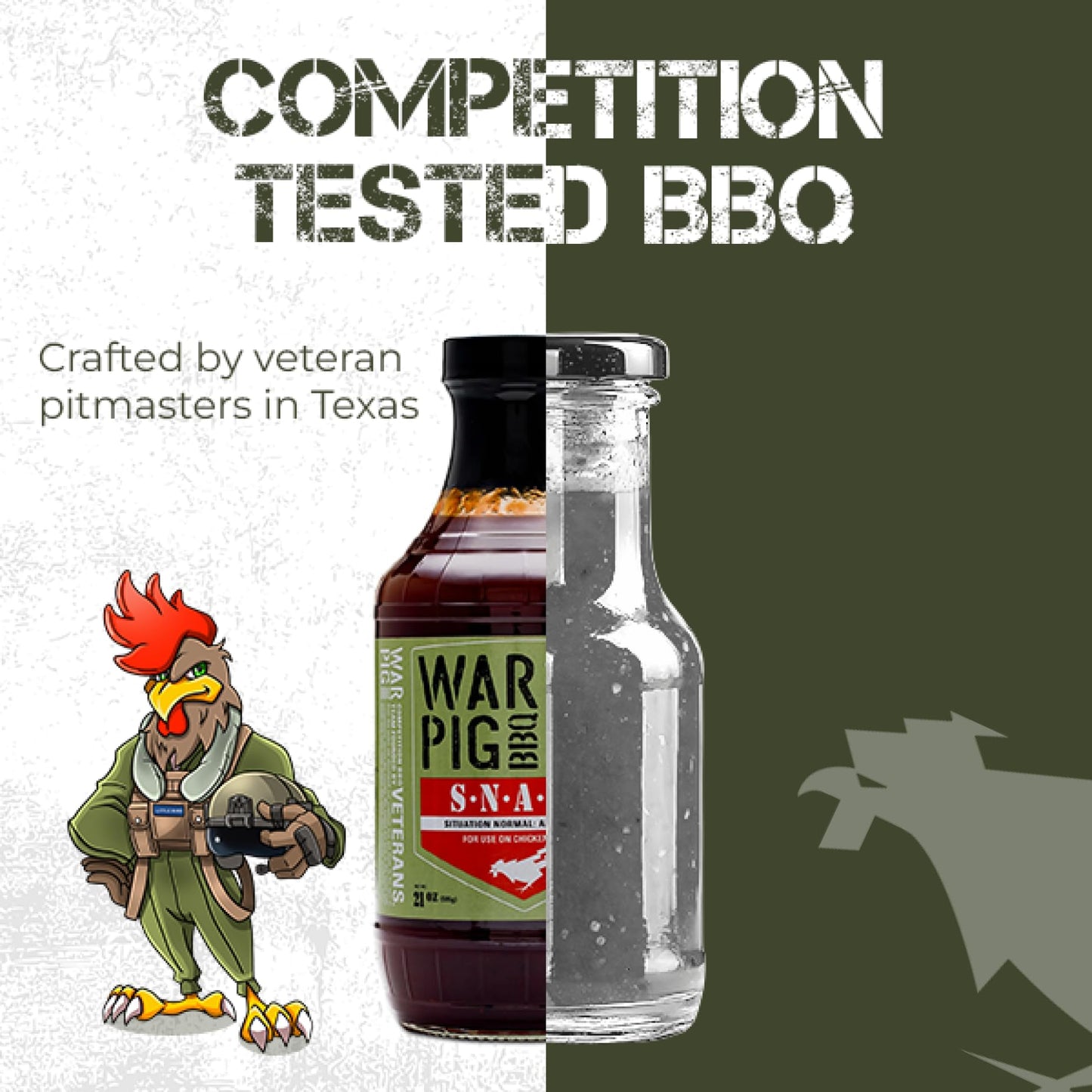 WarPig BBQ SNAFU Elite BBQ Sauce - Sweet Pineapple Orange Chipotle Glaze for Chicken & Poultry - Mahogany Finish Texas Style Barbecue Sauce