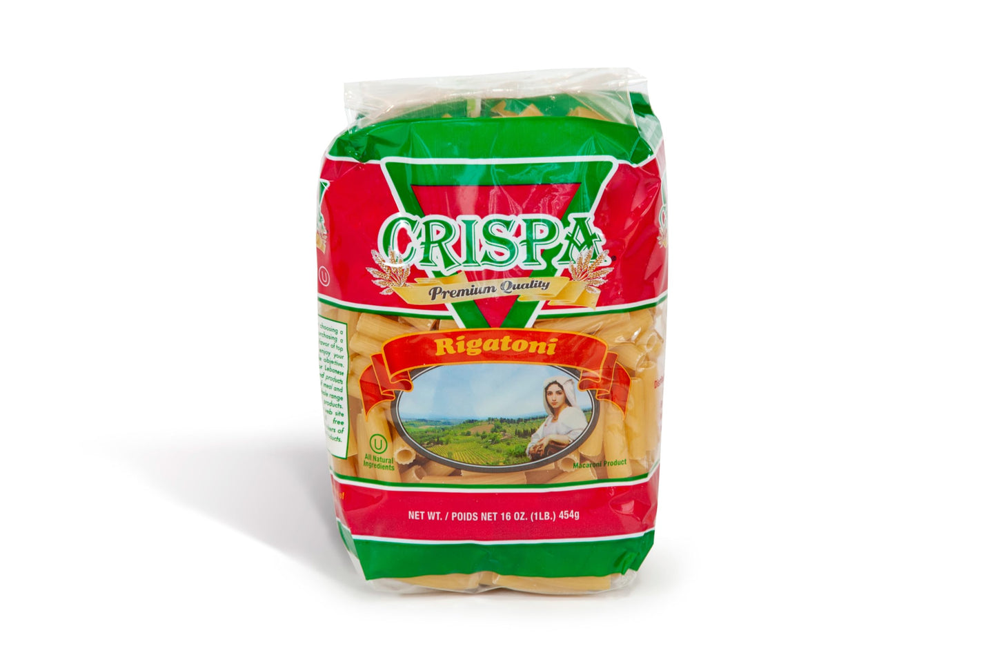 CRISPA Rigatoni Pasta | Premium Durum Wheat Pasta | 16 oz (1 lb) Family Pack | Large Ridged Tubes for Thick Sauces | All Natural Ingredients | Gold