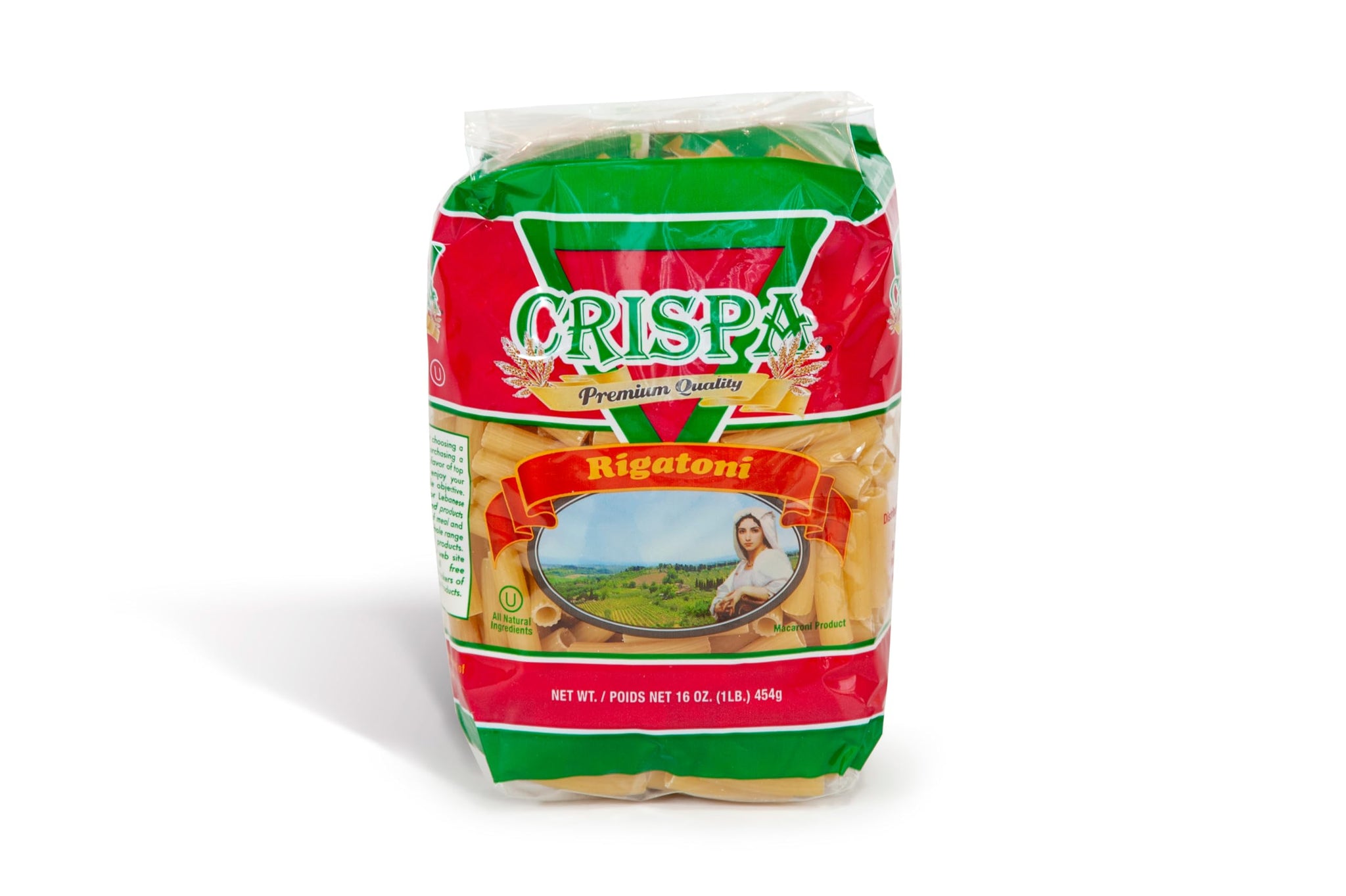 CRISPA Rigatoni Pasta | Premium Durum Wheat Pasta | 16 oz (1 lb) Family Pack | Large Ridged Tubes for Thick Sauces | All Natural Ingredients | Gold