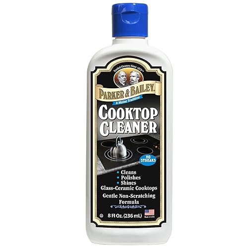 Parker & Bailey Cooktop Cleaner - Non-Scratch Formula for Glass and Ceramic Stovetops, Removes Grease and Residue, Restores Shine, 8 oz